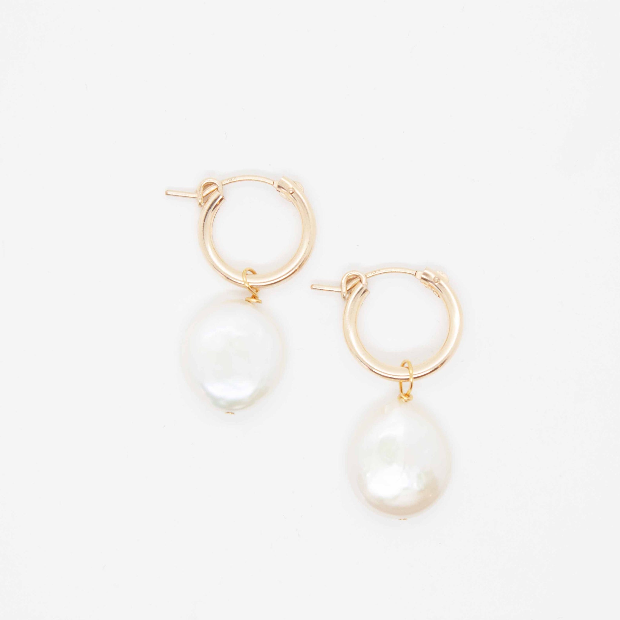 15mm gold-filled hoop earrings with keshi pearls.